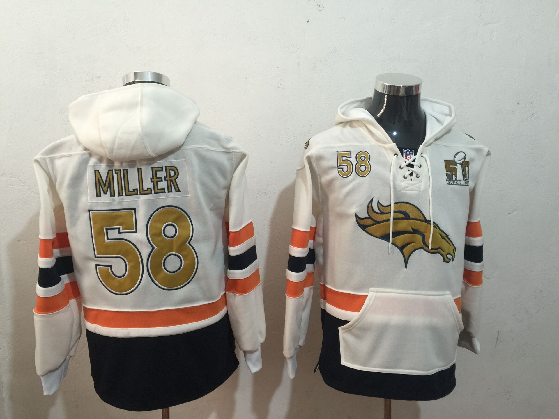 Men NFL Nike Denver Broncos 58 Miller white Sweatshirts